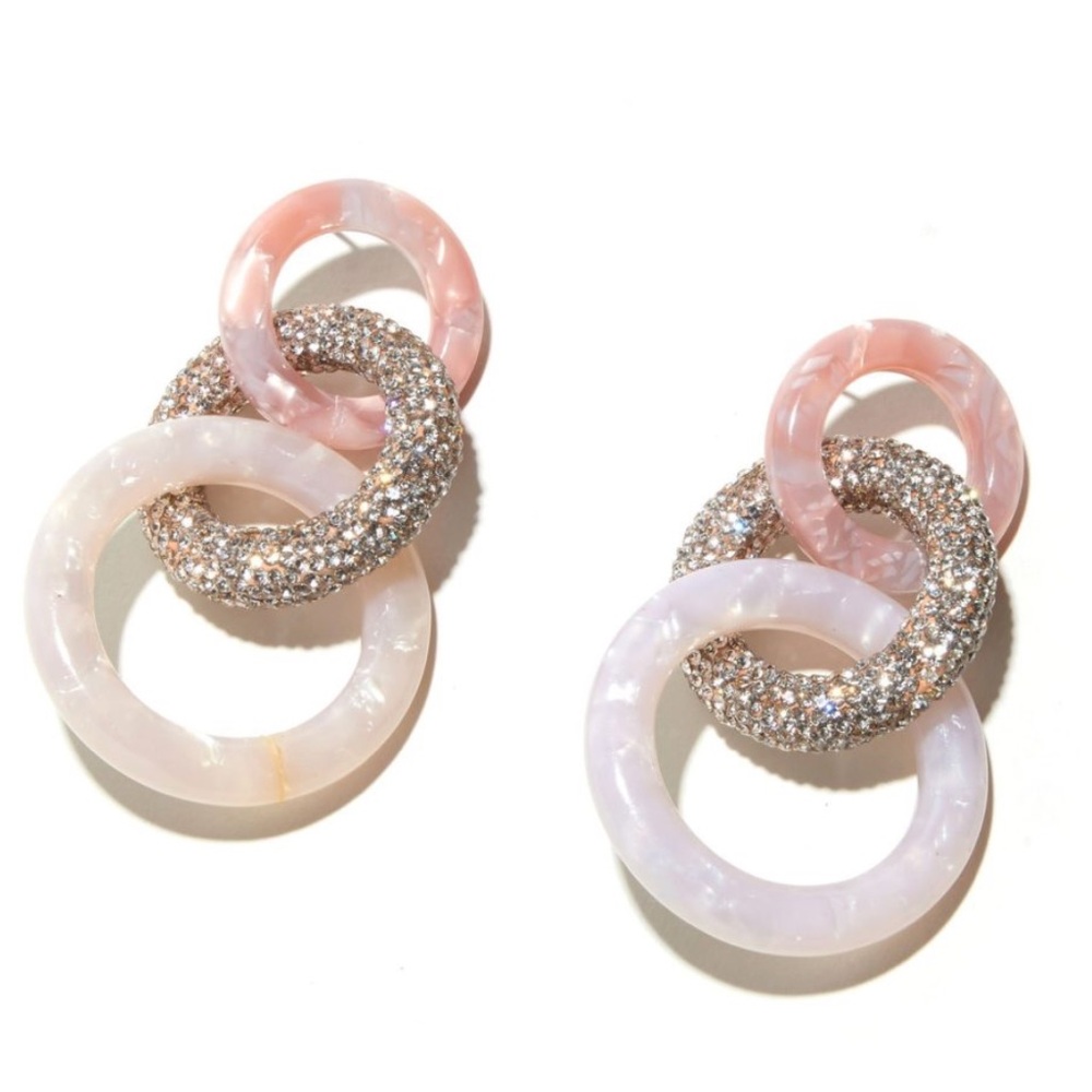 Lele Sadoughi Pink and White Hoop Earrings *REAL COLOR IS NAVY BLUE*